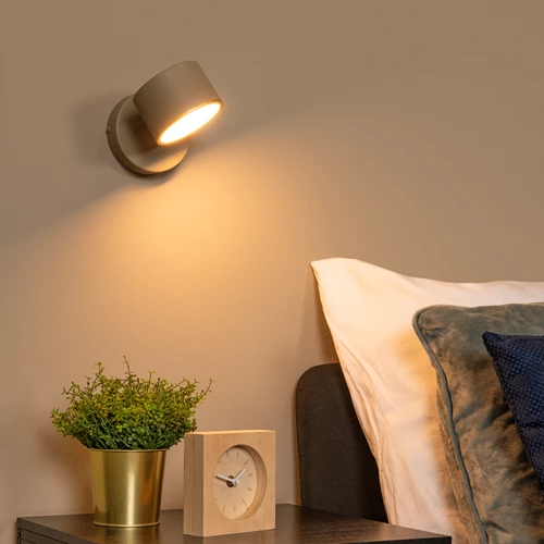 Lucide GIAN - Applique murale - LED Dim. - 1x9W 2700K - Taupe - ambiance 1